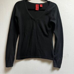 Amal Guessous 100% Cashmere Embellished Angel V neck Sweater Sz M